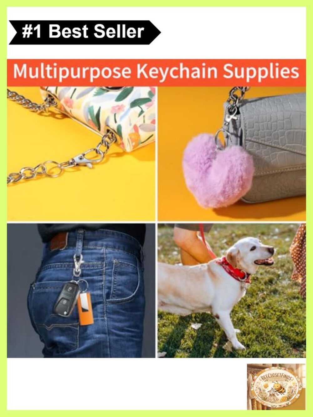 60 Pc Swivel Snap Hooks Key Rings Keychain Making Kit Metal Split Rings - Picture 6 of 6